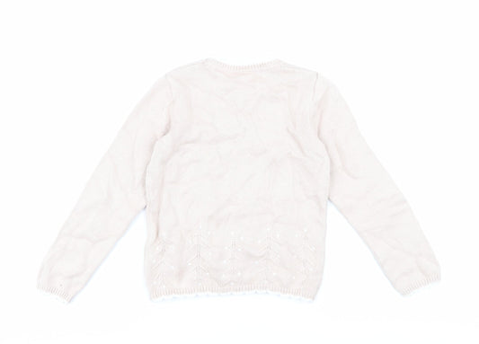 The Little White Company Girls Beige Pullover Jumper Size 5-6