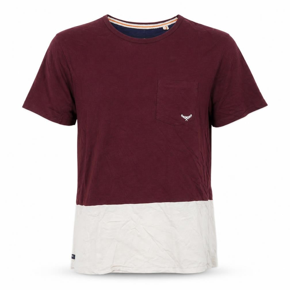 Threadbare Men's Blue White Colourblock T-Shirt Medium