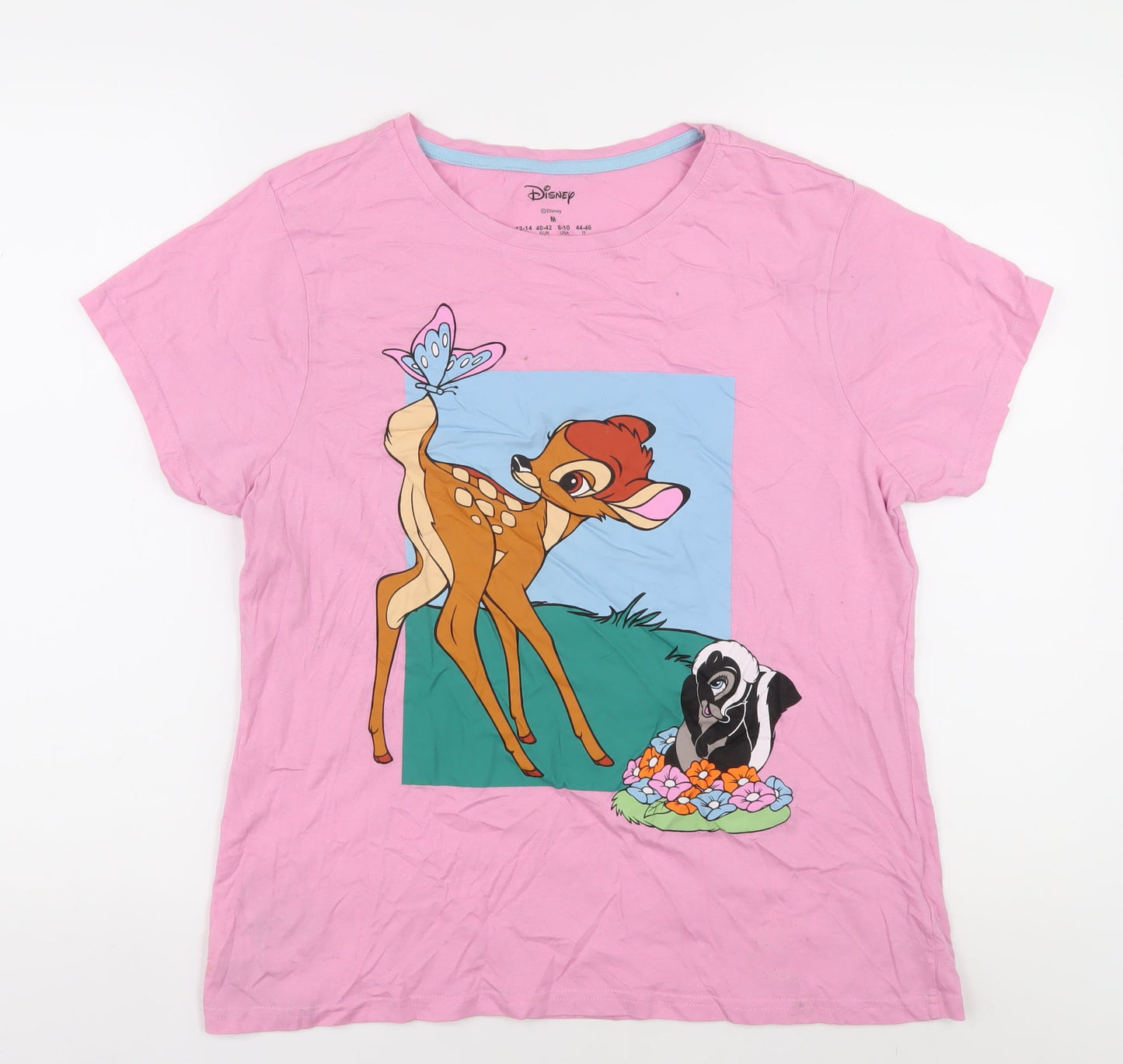 Disney Girls Pink Bambi T-Shirt, Size M, Casual Graphic Tee