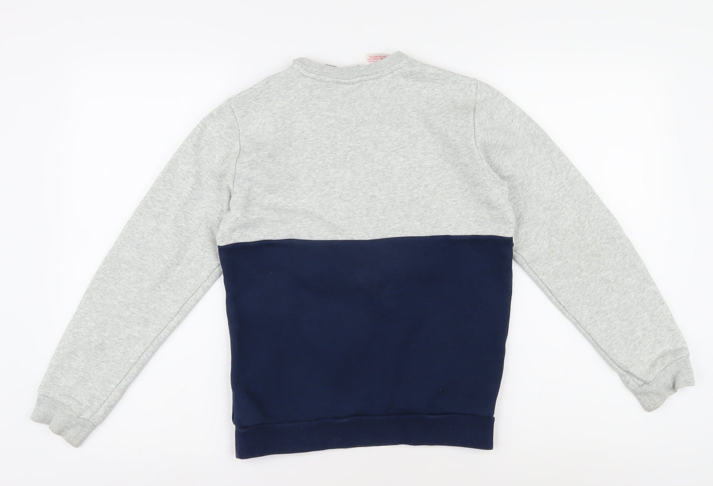 Adidas Boys Grey Blue Sweatshirt 12Y Logo Pullover