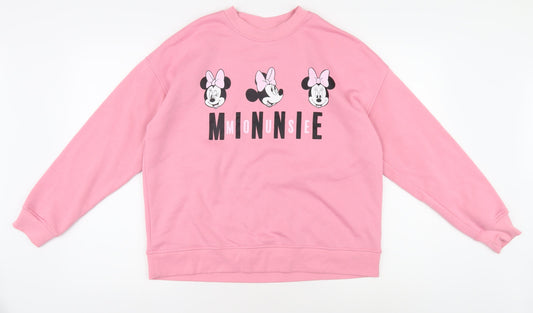 Disney Women's Pink Minnie Mouse Sweatshirt Size 10/12