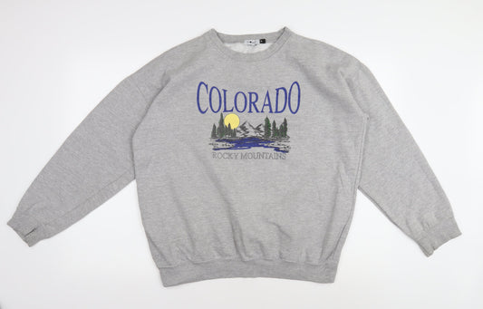 SPOTTED Men's Grey Graphic Pullover Sweatshirt M