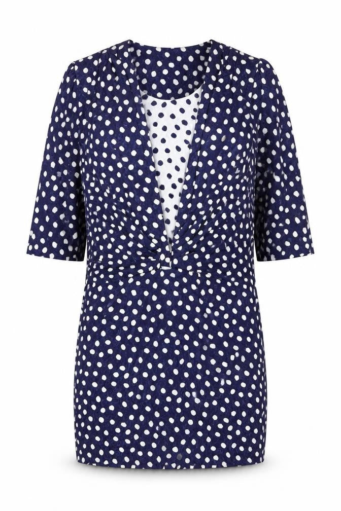 Clasle Women's Blue Polka Dot Shift Dress - L