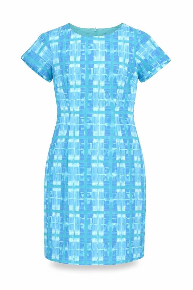 Rabbit Designs Women's Blue Geometric Sheath Dress - Size 16