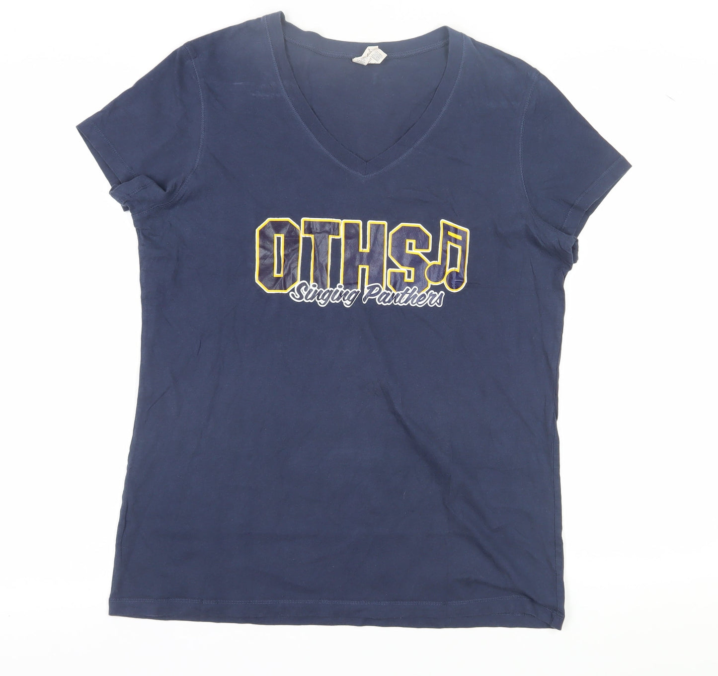 Bella Women's Blue V-Neck Music T-Shirt 2XL Casual