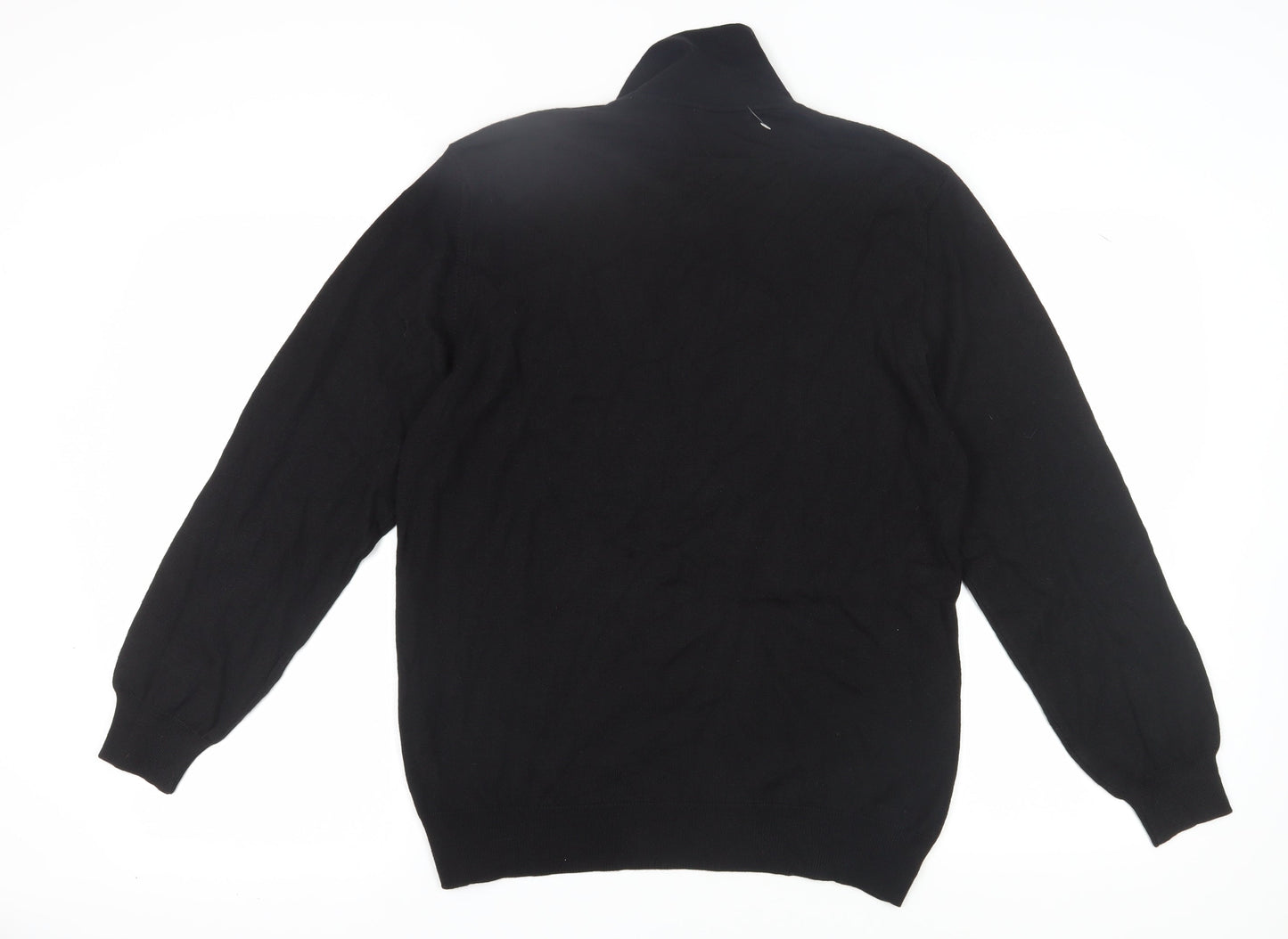 Tom James Men's Black Henley Jumper - Medium