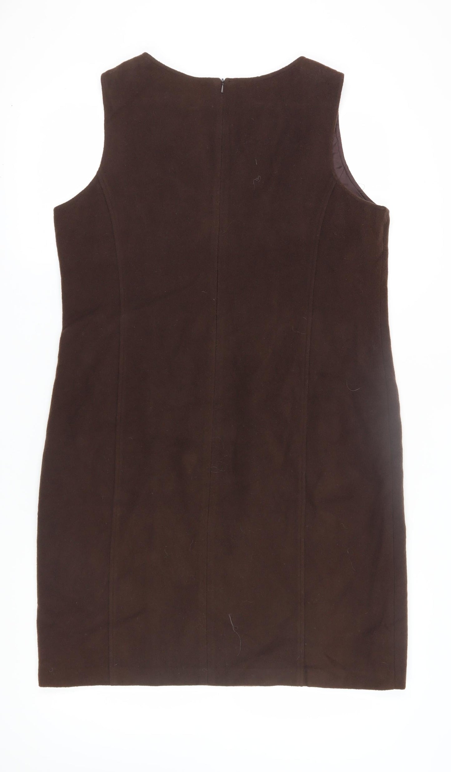 Bianca Nygård Women's Brown Sheath Dress, Size 14, Cashmere Wool