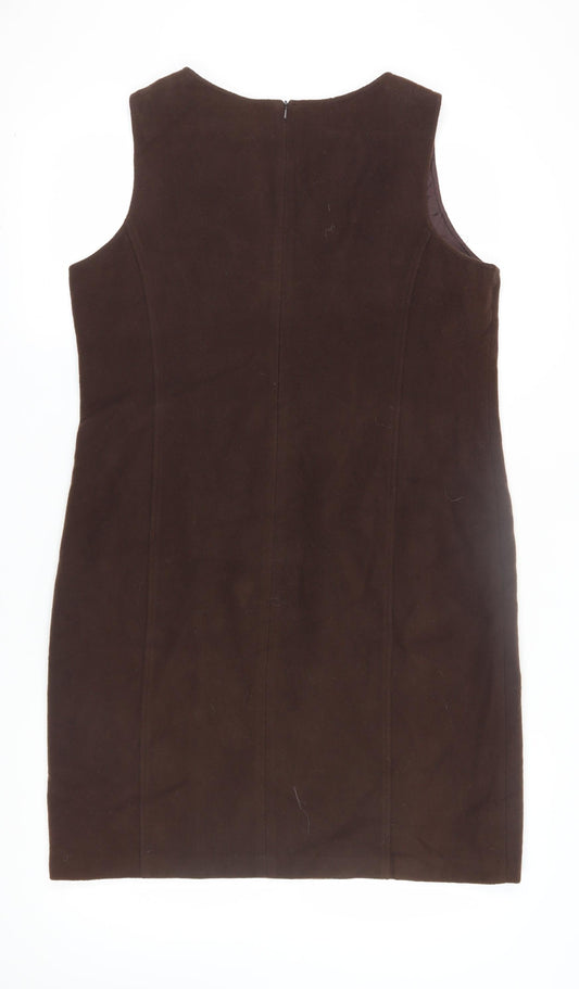 Bianca Nygård Women's Brown Sheath Dress, Size 14, Cashmere Wool