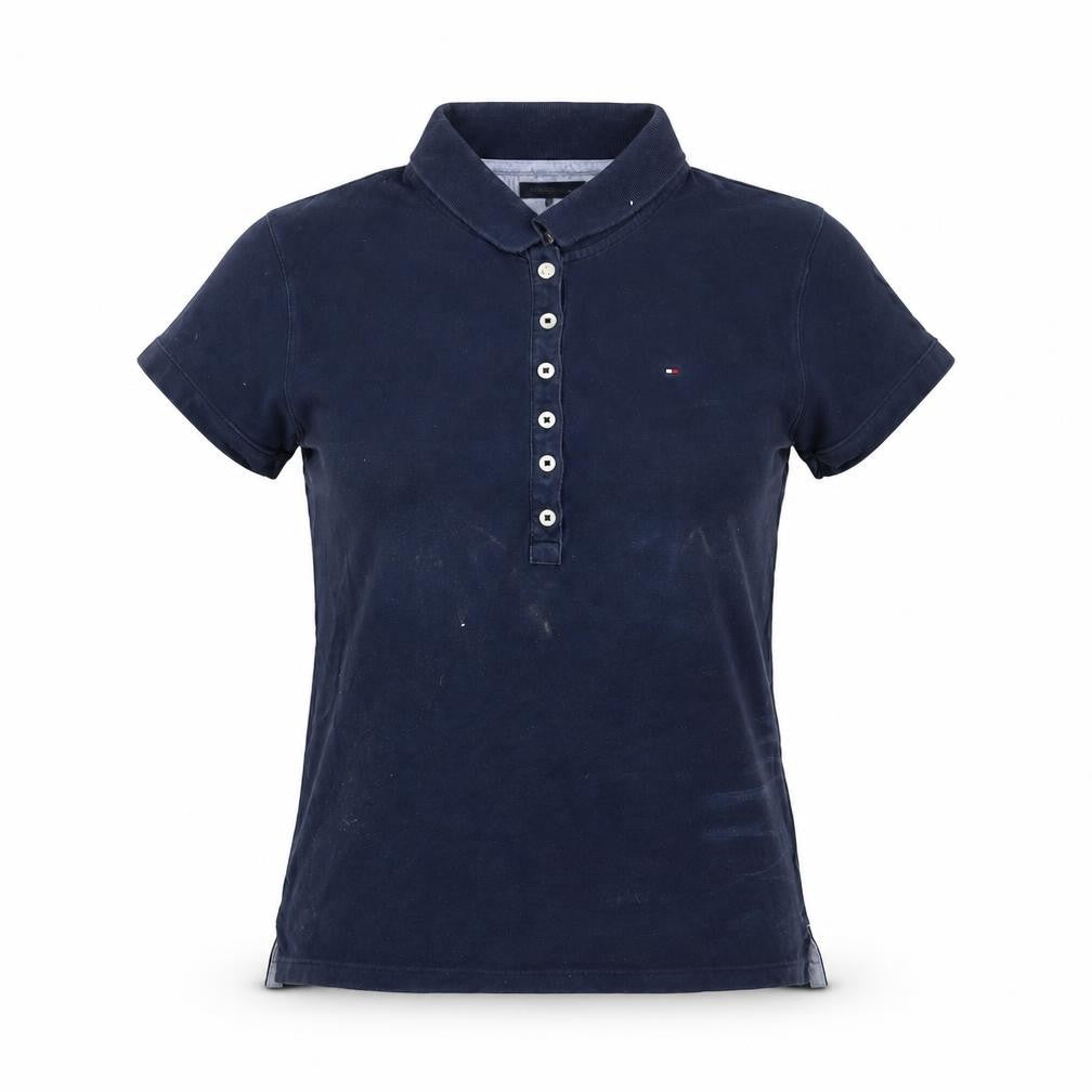 Womens UK Size M Tommy Hilfiger Blue Cotton Blend Polo