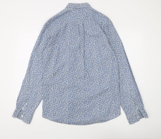 Gap Men's Blue Slim Fit Floral Button-Up Shirt M