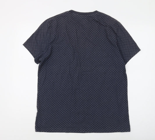 Jack Wills Men's Blue Polka Dot Crew Neck Tee L