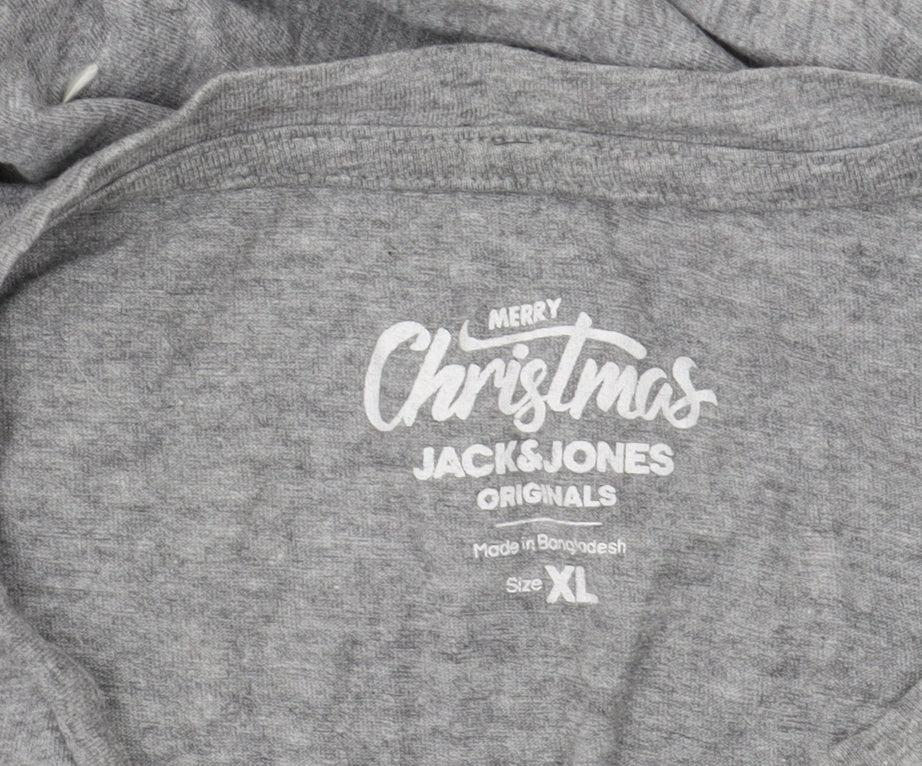 Jack & Jones Grey Christmas Dog Graphic Print T-Shirt XL