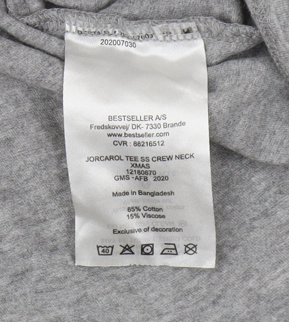 Jack & Jones Grey Christmas Dog Graphic Print T-Shirt XL