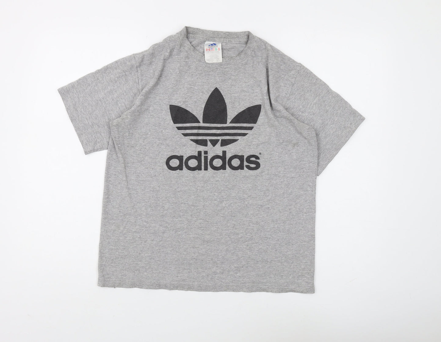 Adidas Grey Cotton-Polyester Women's T-Shirt, Size L