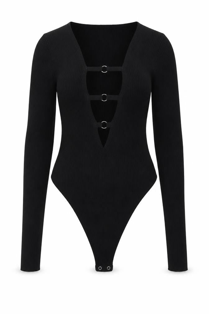 PrettyLittleThing Black Bodysuit, Women, M, Casual Stretch