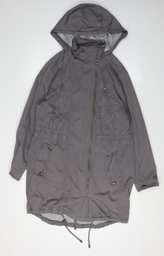 Indigo Collection Women's Grey Quilted Parka - Size 12