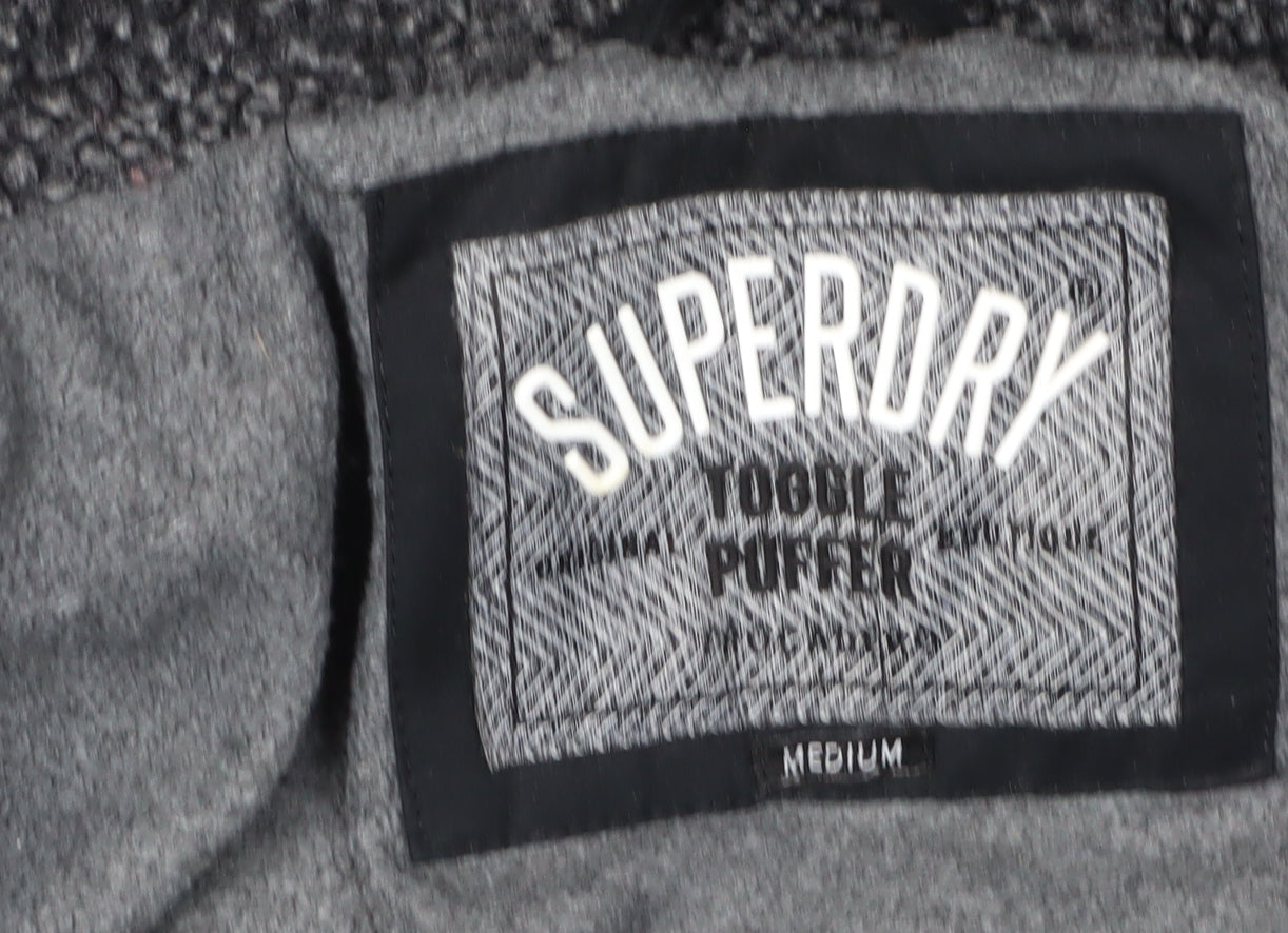 Superdry Women's Black Puffer Jacket M Cropped Hooded