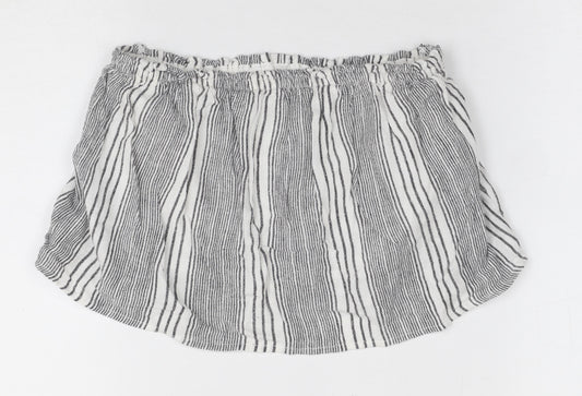 Hollister Women’s White Striped Cropped Blouse, S