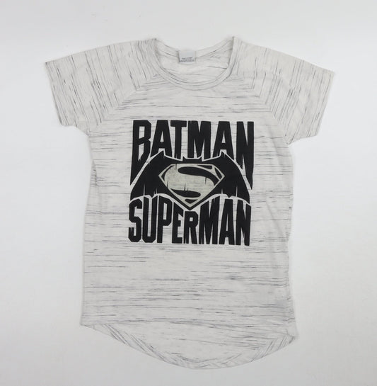 Women's White Batman Superman T-Shirt, Size 8, Casual Wear