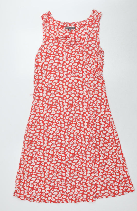 Laura Ashley Women's Red Floral Sleeveless Dress Size 10