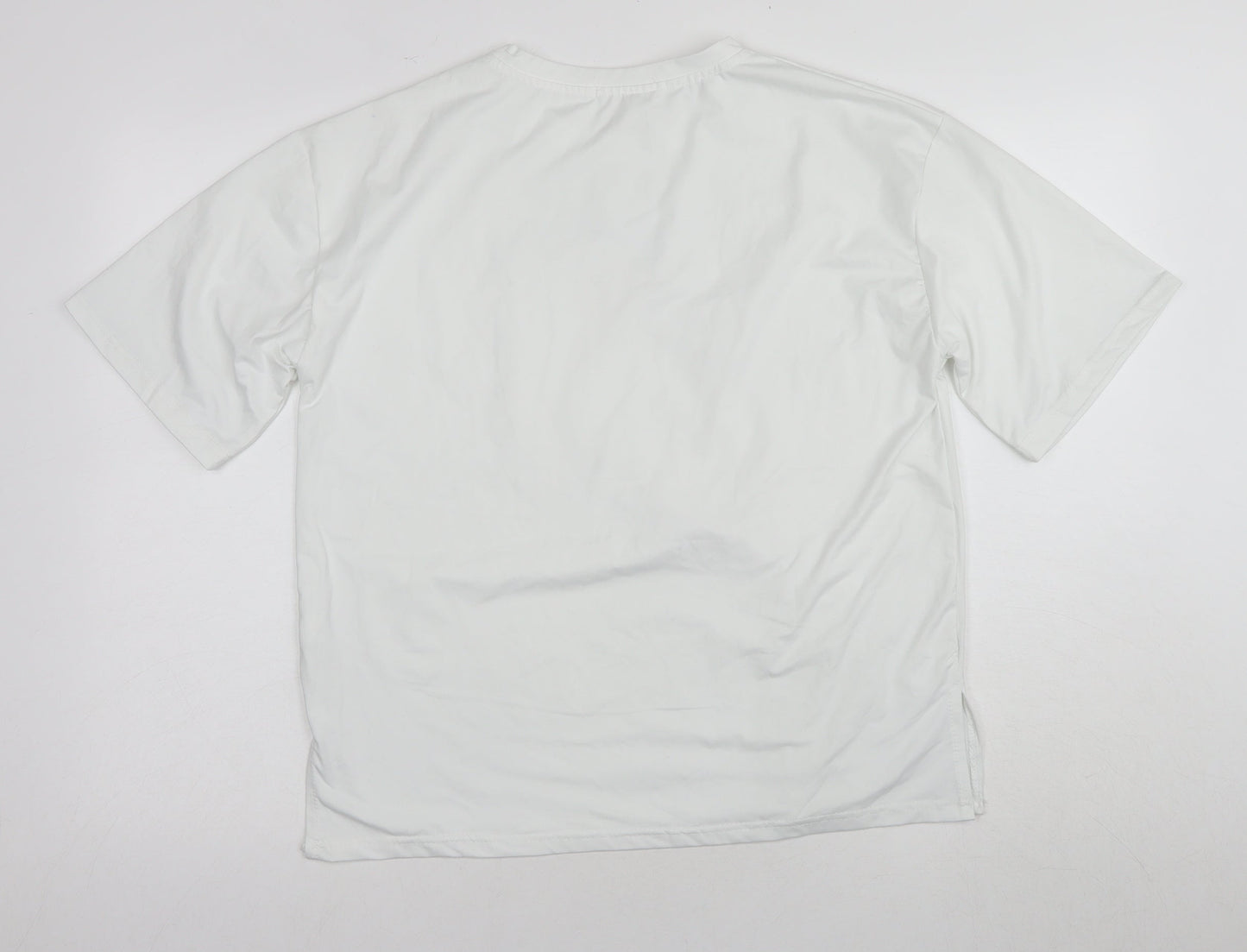 White Unisex Adults Basic T-Shirt L Round Neck