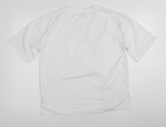 White Unisex Adults Basic T-Shirt L Round Neck