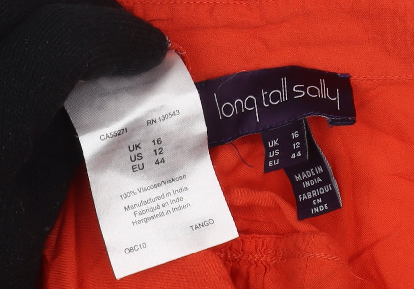 Long Tall Sally Women's Red Button-Up Shirt, Size 16