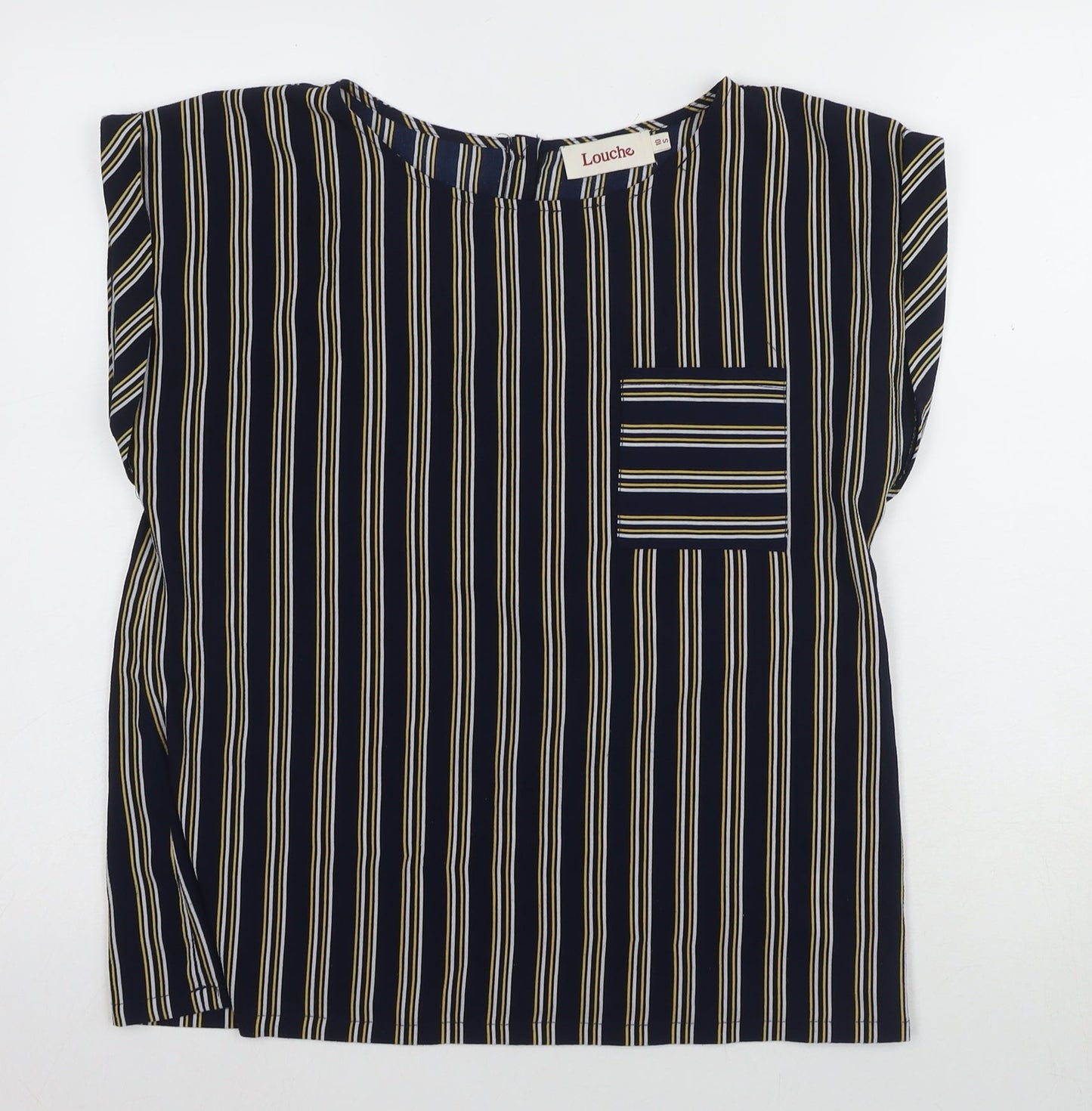 Louche Women's Black Striped Blouse Size 10 Casual