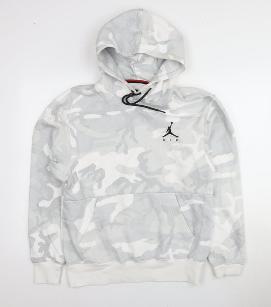 Jordan Men's Grey Camouflage Hoodie, Size S, Standard Fit