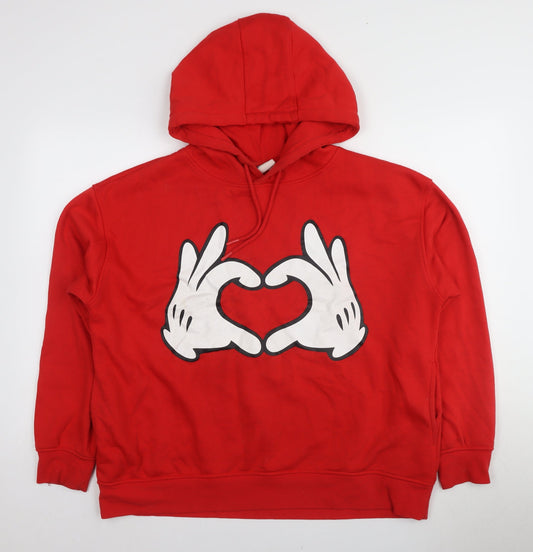 Disney Red Unisex Hoodie L - Graphic Print Pullover