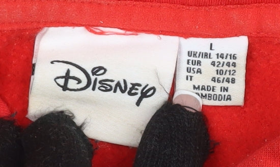 Disney Red Unisex Hoodie L - Graphic Print Pullover