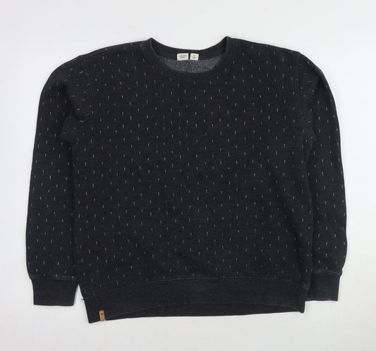 Men's Black Pullover Sweatshirt, Knit Fabric - Medium