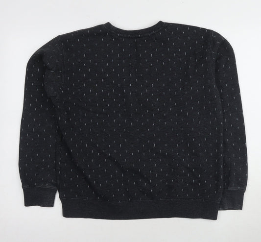 Men's Black Pullover Sweatshirt, Knit Fabric - Medium