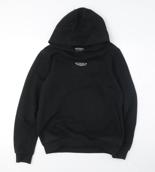 McKenzie Boys Black Hoodie 13-14 Years Pullover Logo Design