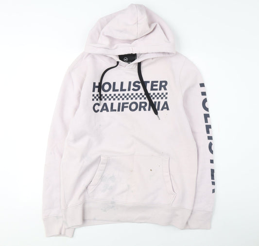 Hollister Unisex Ivory Hoodie M - Graphic Logo Casual