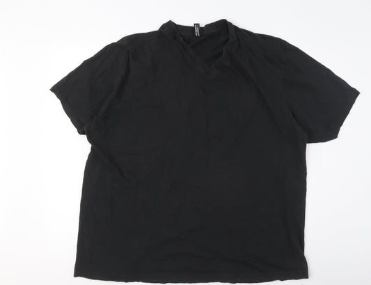DonnaY Men's 3XL Black V-Neck T-Shirt, Short Sleeve