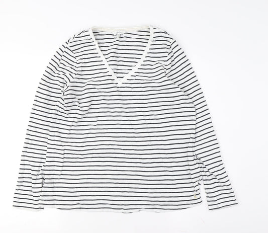 Palua Women's White Striped Long Sleeve T-Shirt Size M
