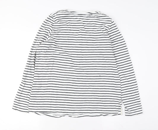 Palua Women's White Striped Long Sleeve T-Shirt Size M