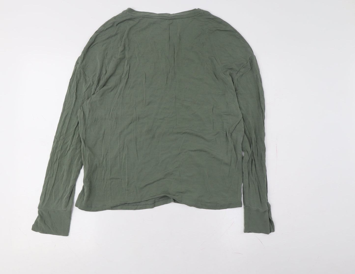 Hush Women’s Green Long Sleeve V-Neck T-Shirt, XS