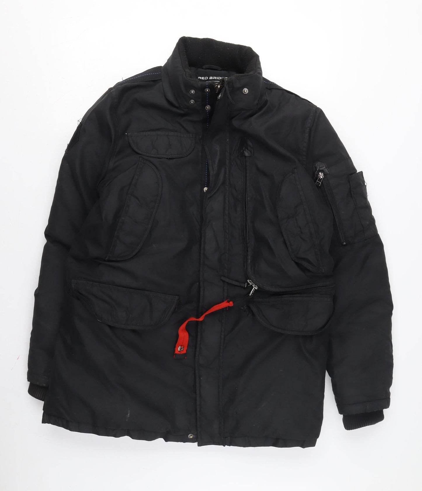 Red Bridge Men's Black Parka Jacket, Size S, Casual Winter Coat