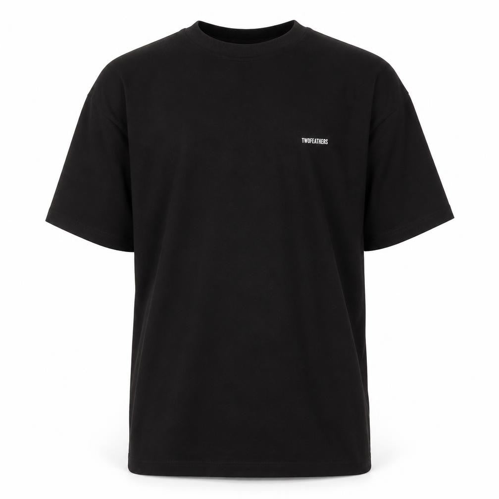 Twofeathers Men's Black Crew Neck T-Shirt L