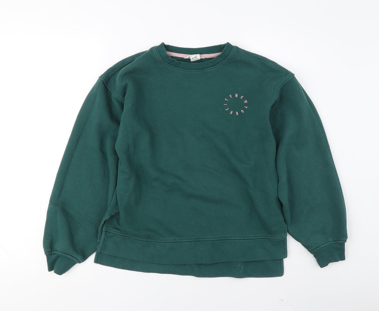 H&M Boys Green Graphic Print Pullover Sweatshirt