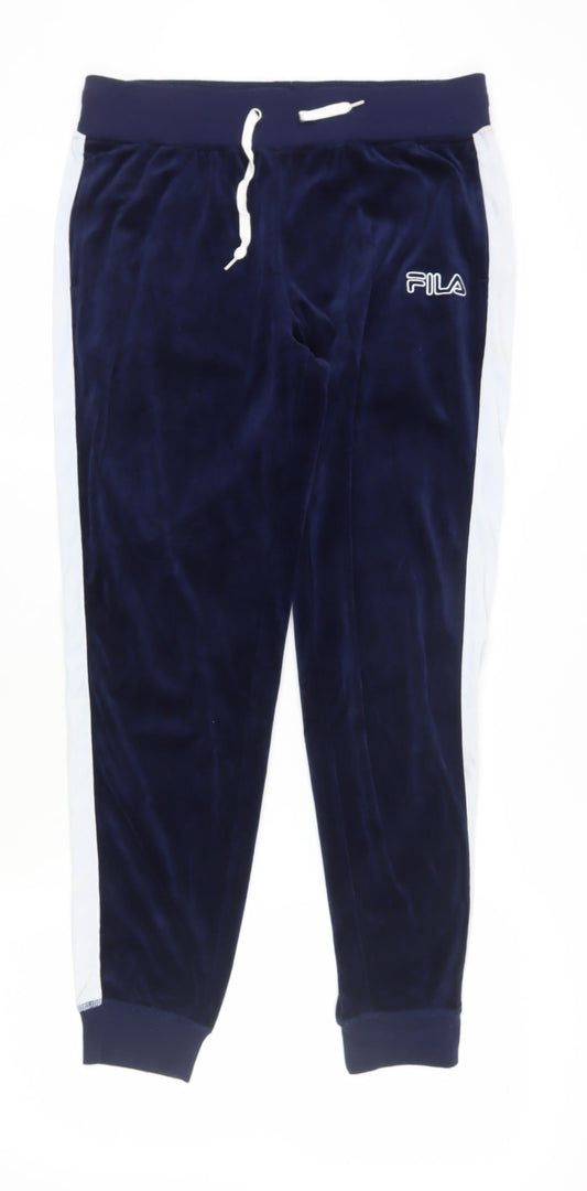 Fila Women’s Blue Jogger Trousers - L, Casual Velour