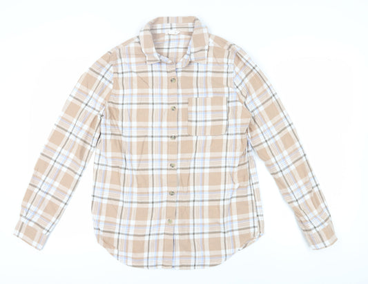 Aeropostale Women's Beige Plaid Button-Up Shirt M
