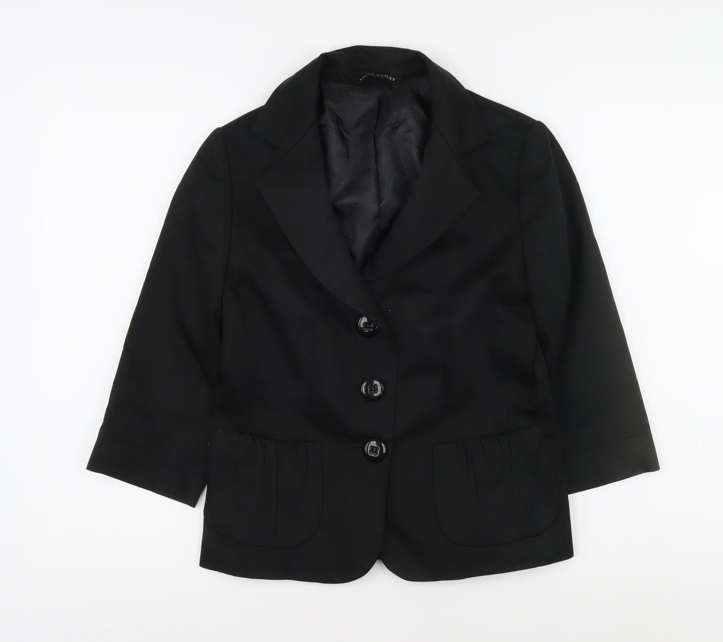 Laura Ashley Women's Black Blazer UK 8 Notch Lapel Lined