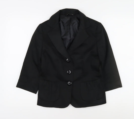 Laura Ashley Women's Black Blazer UK 8 Notch Lapel Lined