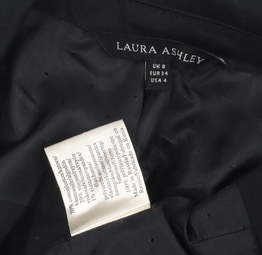 Laura Ashley Women's Black Blazer UK 8 Notch Lapel Lined