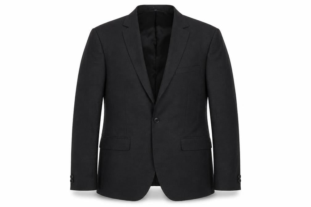 Mens 40 Chest Regular Moss London Black Two-Button Blazer