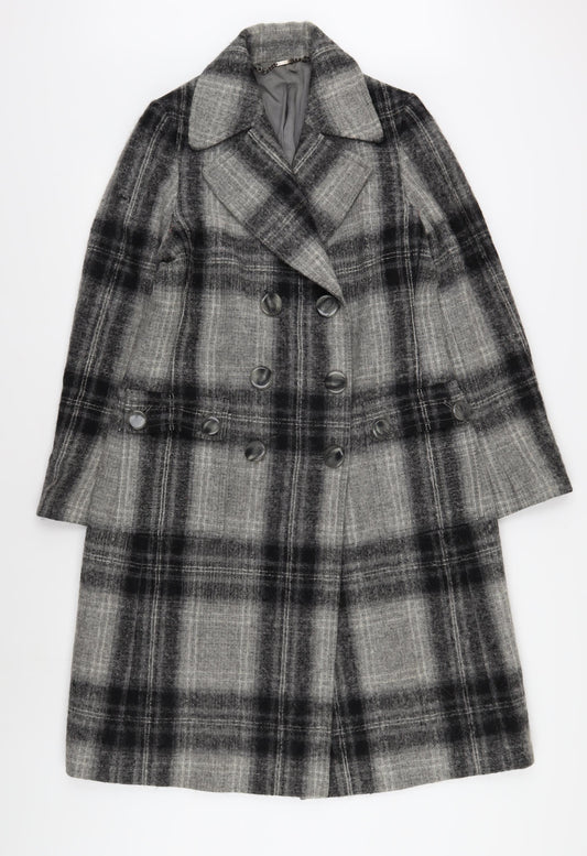 Austin Reed Women's Grey Plaid Mid-Length Overcoat Size 12