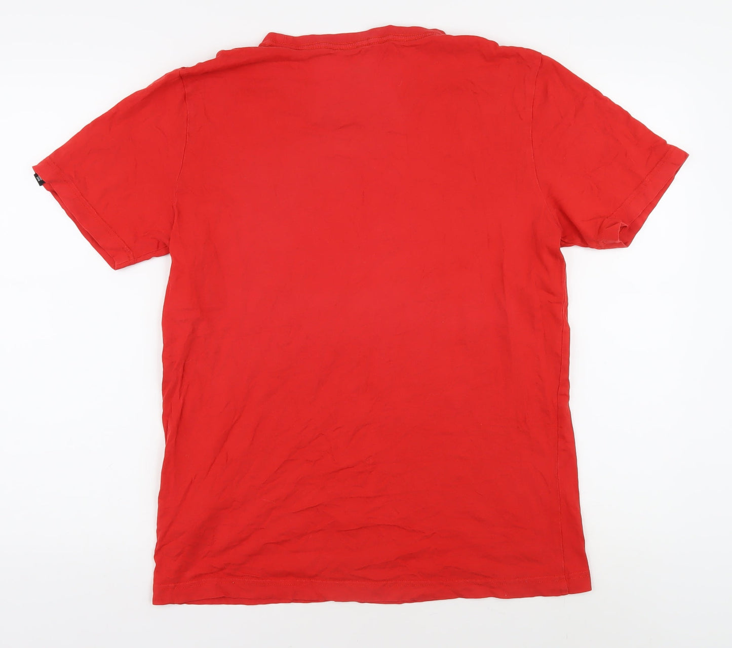 Puma Men's Red Crew Neck Logo M T-Shirt - Regular Fit